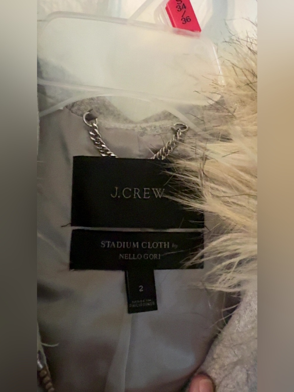 J. Crew Light Gray Wool-Blend Pea Coat with Faux-Fur Trim - Picture 3 of 4